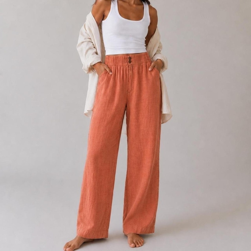 Marine Layer Elle relaxed ankle pants women's XL euro summer crop terracotta